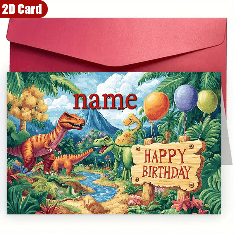 TEMU Customized 2d Flat Greeting Card - 1 Personalized Card With Name And Photo For Birthday Wishes, Includes Envelope, Made Of High-quality Paper -