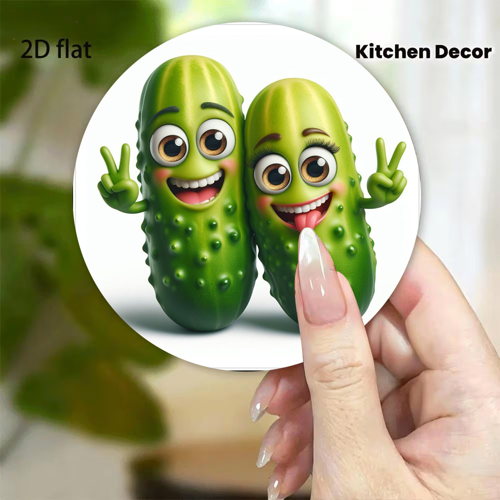 TEMU 1pc Cucumber-shaped Refrigerator Magnet With Magnetic Base & Cucumber Topper - Round Acrylic Vegetable Magnet Suitable Decor, Magnetic Board,
