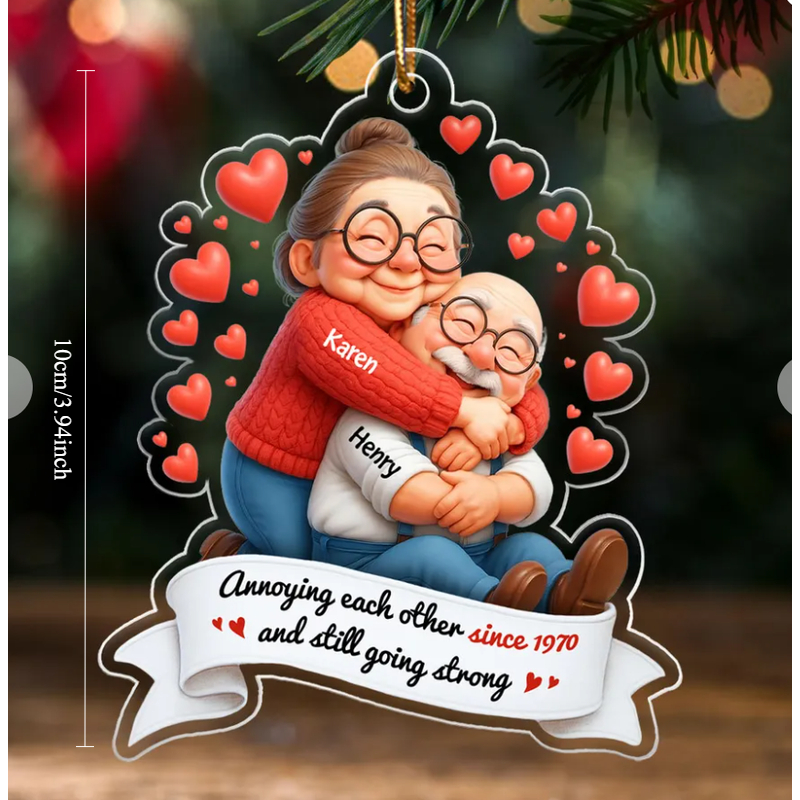 TEMU 2d Flat - Flat 2d Decorations Tailored With 2 Names, For Family , Festive Home Decor, Ornaments For The Christmas Tree, Gifts To Commemorate The