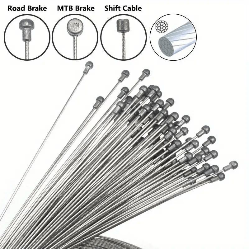 4pcs universal bicycle brake and shift cables stainless steel bicycle wires with end ferrules crimped and caps suitable for mountain bikes and road bikes durable and weather resistant cycling components
