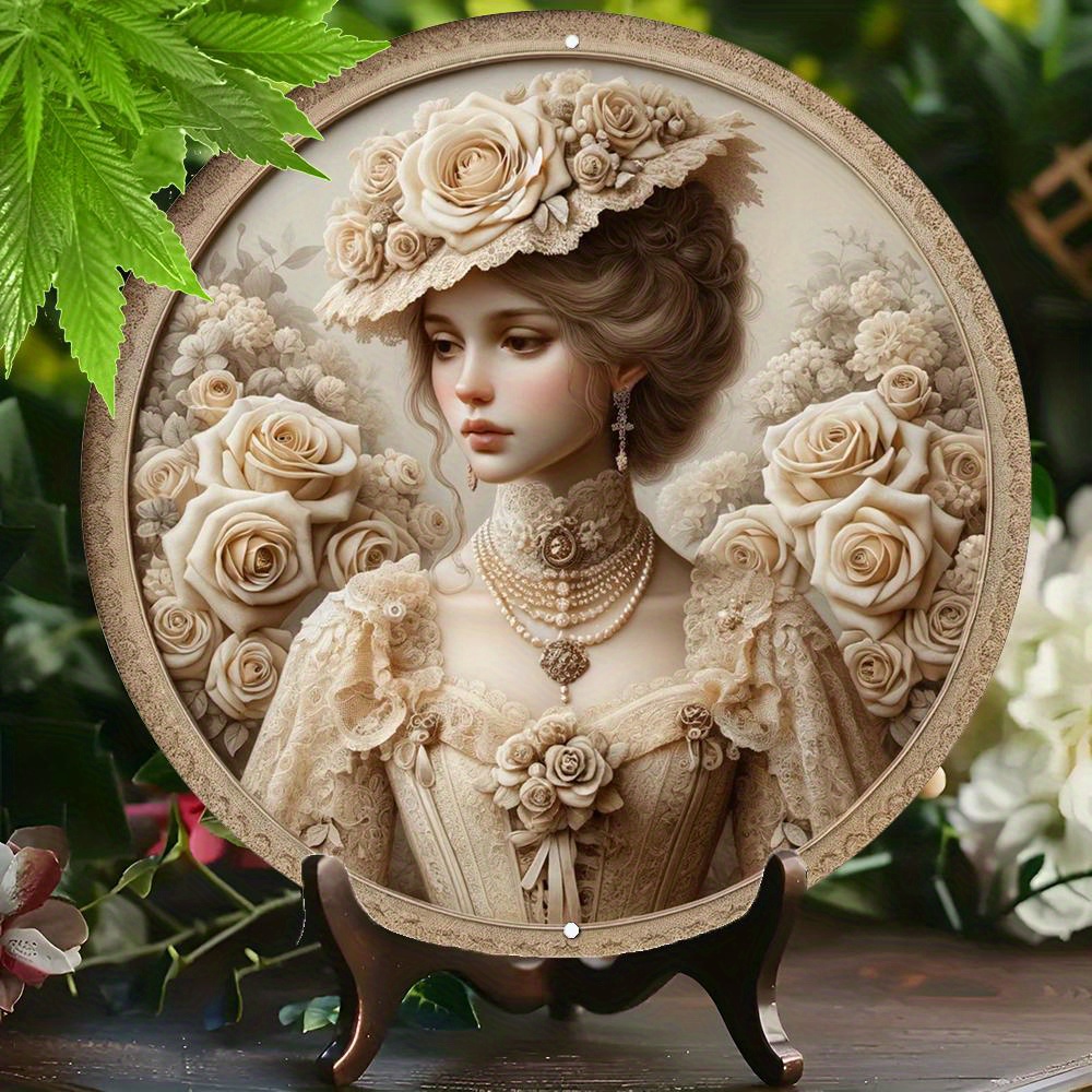 

[1pc Vintage Lady Wall Plaque] Vintage Victorian Lady Aluminum Wall Plaque, Art , Multipurpose, No Electricity Needed, With Wall Hanging Mounting For Dining Room, Bar, Cafe & Home Decor