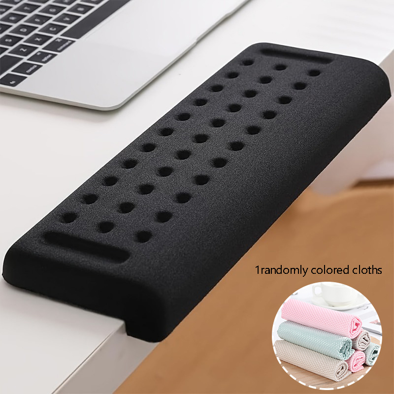 TEMU 1 alfombrilla de escritorio y 1 paño aleatorio, soporte antideslizante de espuma para muñeca/brazo con base - Reposabrazos de gran tamaño,