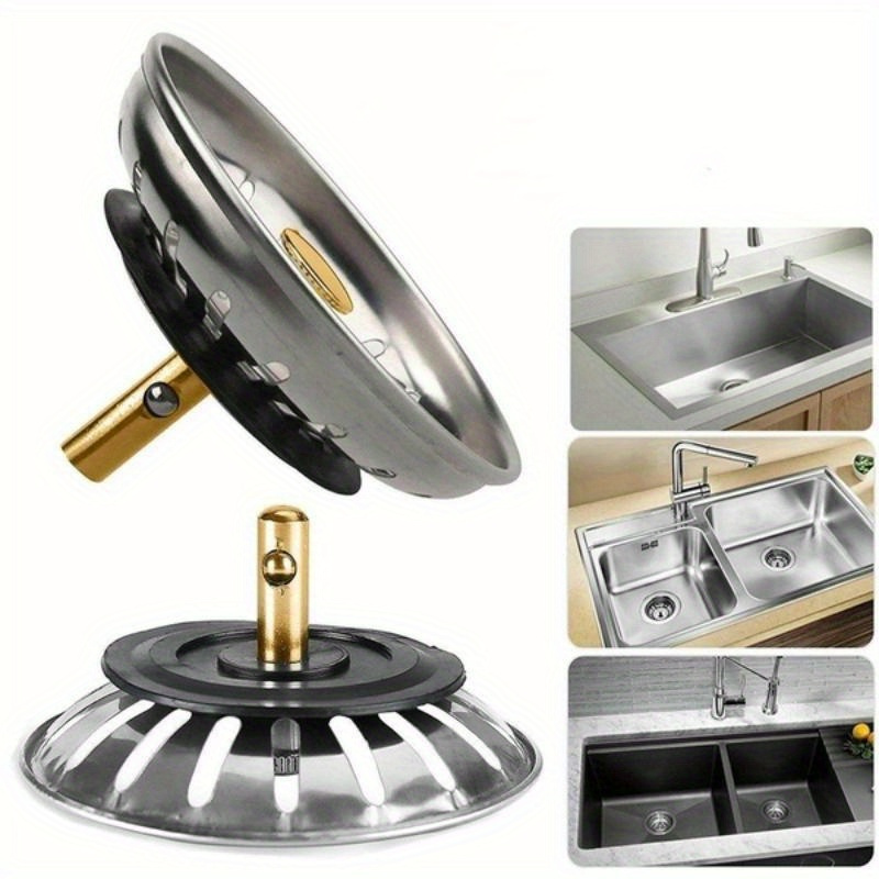 [essential Metal Kitchen Sink Additions] 2pcs Metal Kitchen Sink Strainer & Plug - Drain Stopper Filter For Kitchen And Bathroom, Essential Sink Additions