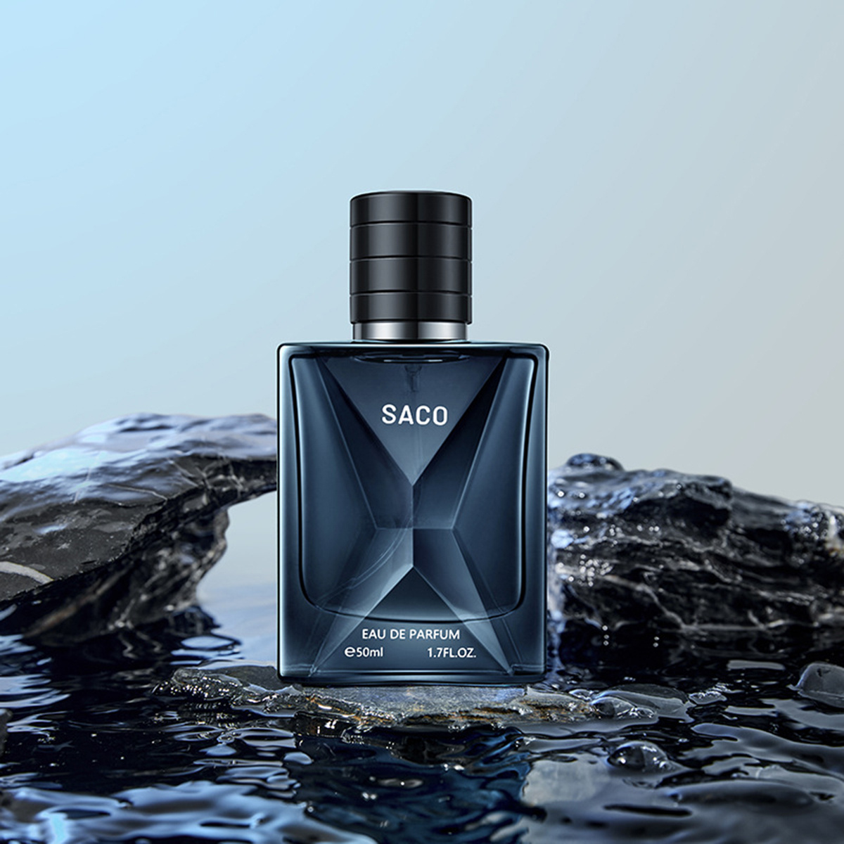 SACO Men's Eau de Parfum, 1.7fl.oz - Refreshing Woody Scent with Floral Notes, Long-Lasting Fragrance, Alcohol-Based, Phosphorus-Free, Ideal for Dating & Everyday Use, Men's Fragrance | Modern Bottle Design | Parabenfree Fragrance