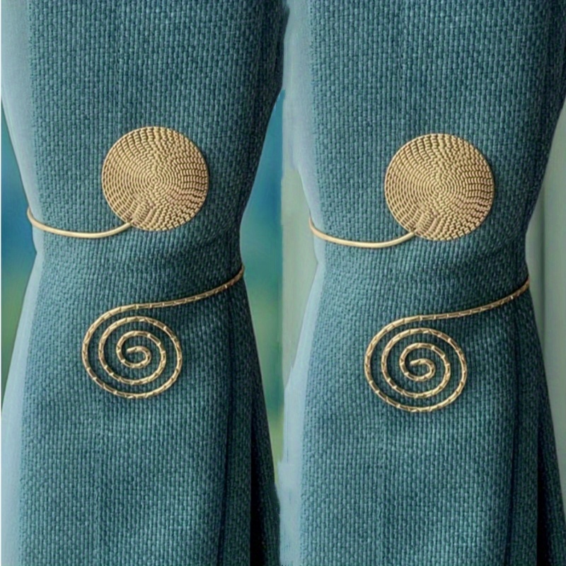 Image of 1/2pcs Set Of Metal Embossed Curtain Ties - Vintage Style Living Room And Bedroom Curtain Decoration Hanging Rope, Home Decoration, Curtain Fixing
