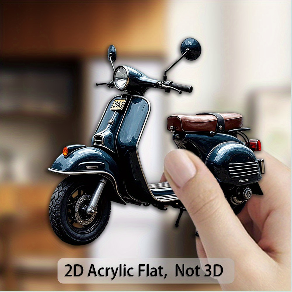 TEMU 1pc Vintage Motorcycle Fridge Magnet Suitable For Kitchen, Home, Bar & Cafe Decor - Cool Black Motorcycle With Base, Acrylic Decoration For