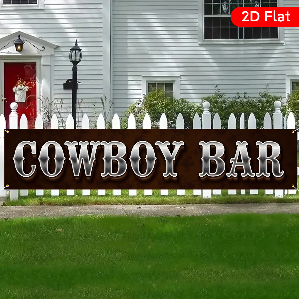 TEMU 2d Flat - 2d Flat - A 2d Flat Item, A Cowboy-themed Bar Banner With Beautiful , Suitable For Birthday Parties And Anniversary Celebrations