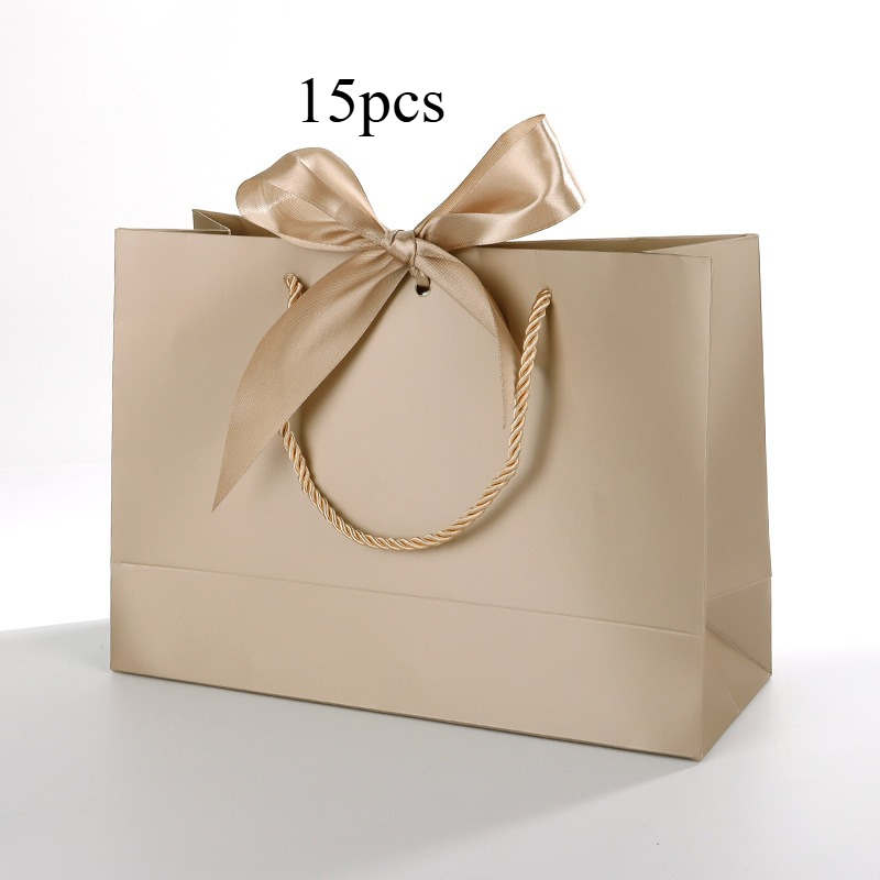 TEMU 15pcs Sacs Cadeaux Élégants & Nœuds en avec Poignées Robustes - Sacs de Courses en Papier Durables pour Noël, An, Anniversaires, - Cadeaux de