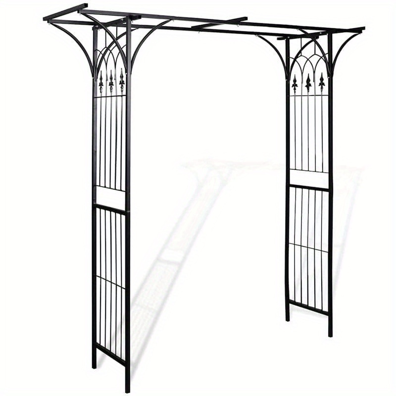 garden arch 200x52x204cm heavy duty metal arch with ornate scrollwork design black outdoor garden decor for entrance patio backyard durable weather resistant metal structure metal garden art
