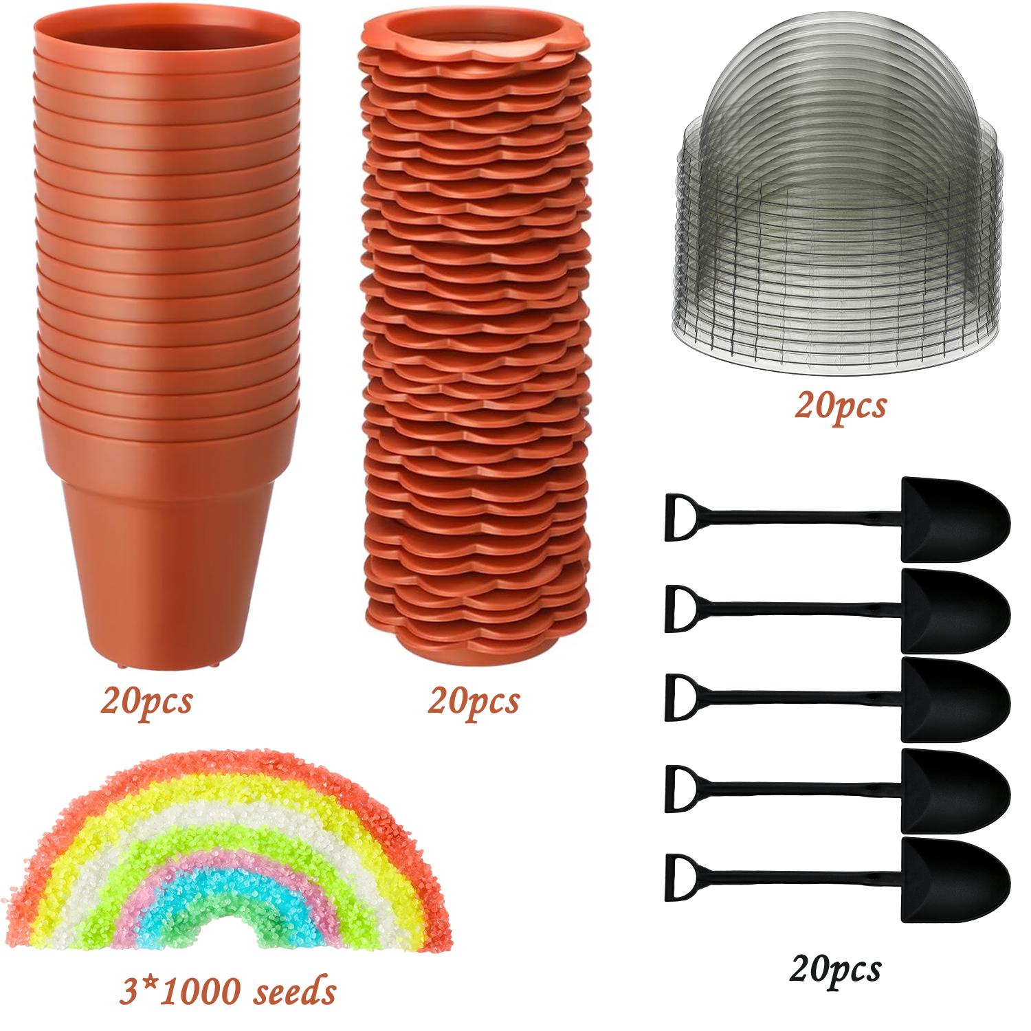 TEMU Set di 80 vasi da vasi per cupcake, completo di per l'umidit�, sottovasi, una paletta e tre sacchetti di pietre decorative luminose, per uso
