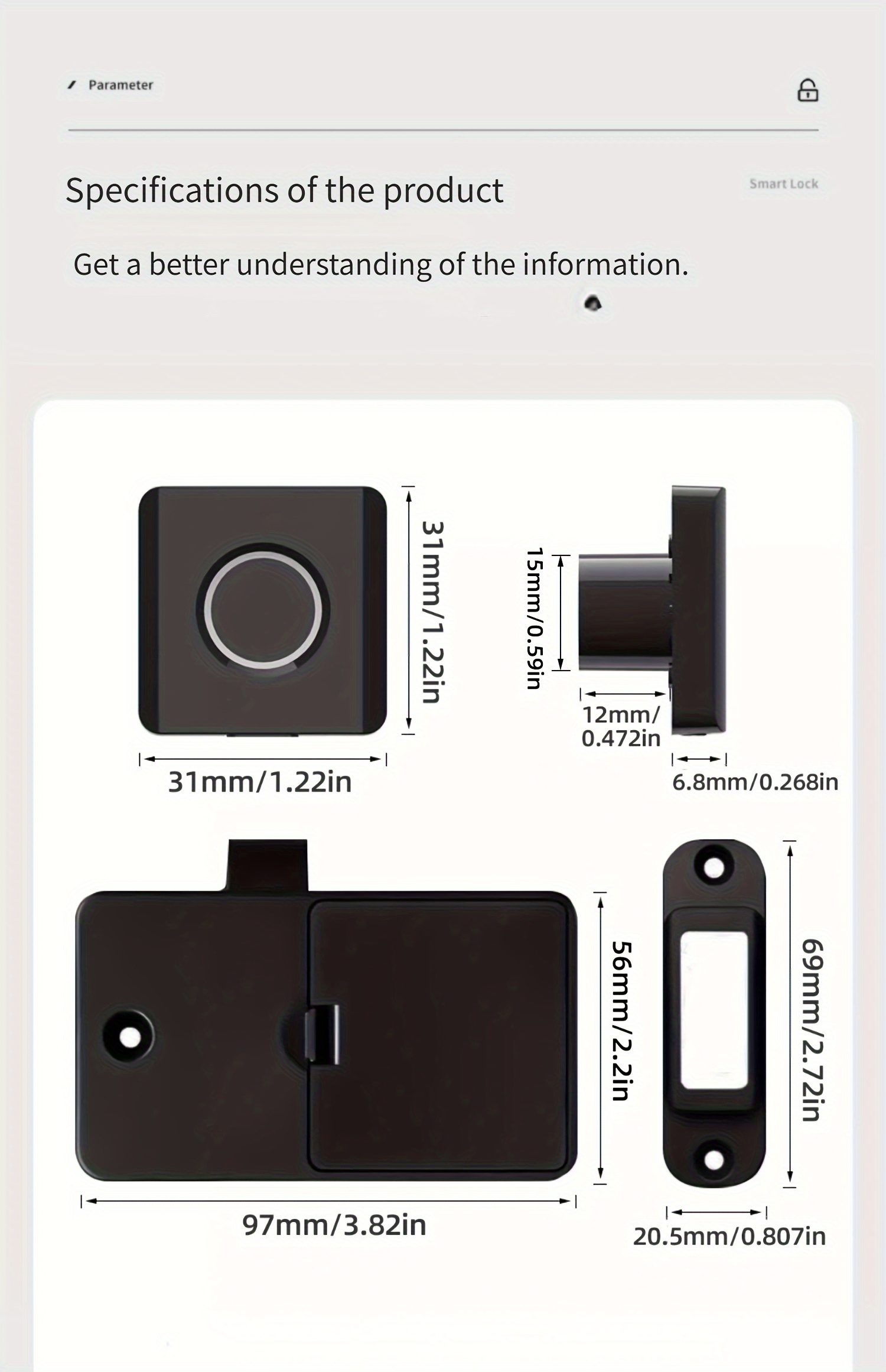 1pc Cerradura Inteligente con Huella Digital - Entrada Sin Llave, Diseño Compacto y Elegante, Fácil Instalación para Armarios de Casa, Zapateros y Archivadores, Cajones de Madera, Funciona con Pilas (3 AAA No Incluidas)