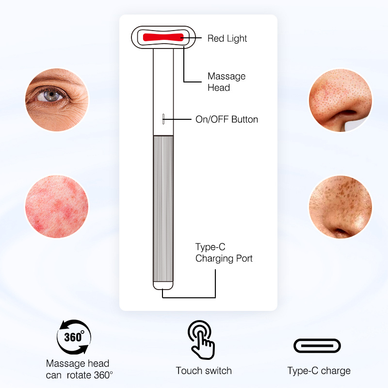 Red Light Therapy Beauty Device with Massage Function