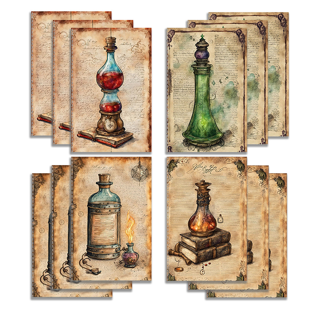 TEMU 12 Libretas de Bolsillo Mini, Estilo Vintage Fantasía, Diario de Mágica, Ideal para Scrapbooking, Registro Diario, Decoración de Notas, para