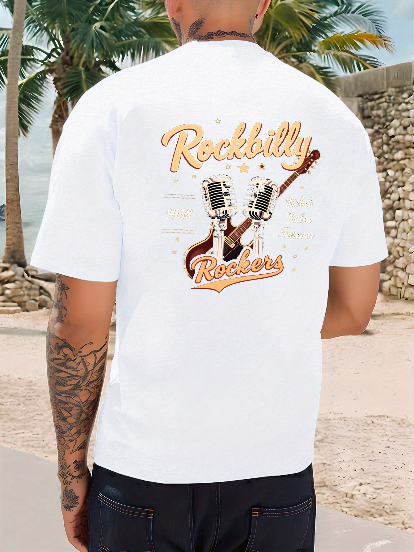 Rockabilly Estilo Retro Hombre Camisa Hawaiana Hombre Camisas De