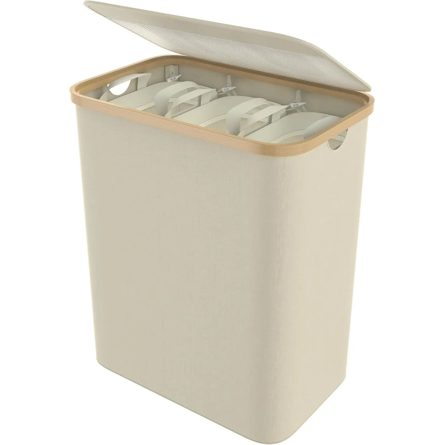 TEMU Laundry Basket, 3 Compartments, Laundry Hamper, Laundry Sorter With Lid And 3 Washable Laundry Bag, Oxford Fabric Laundry Bag For Laundry Room,