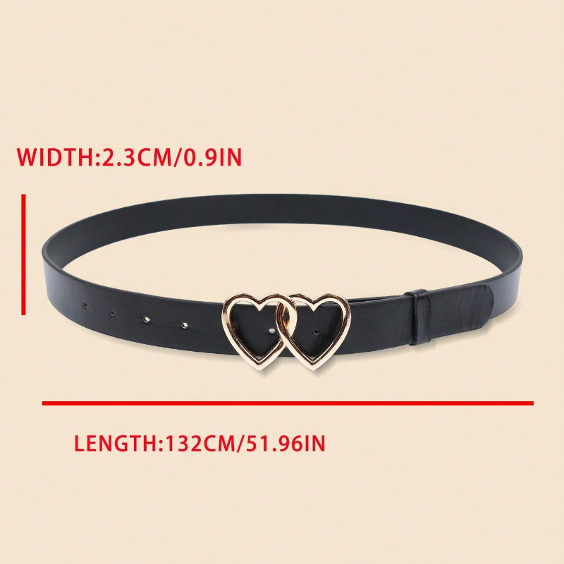 Plus Size Women's Double Heart Buckle Belt Accessory