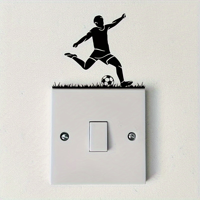 

2-pack Pvc Football Player Light Switch Decals, Soccer Theme Wall Stickers, Room & , Laptop & Truck Decoration, Vinyl