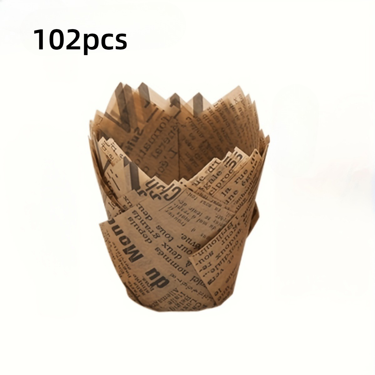 TEMU 102pcs Tulip Cupcake Liners, Oil-proof Muffin Baking Cups, Wedding And Birthday Party Paper Cups, Reusable Baking Cups, Cupcake Wrapping Paper,