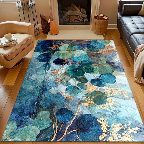 extra large velvet area rug 850g m luxurious oversized turquoise and abstract leaf floor mat soft teal and ginkgo leaf pattern area rug suitable for living room bedroom outdoor turquoise green beige machine washable in large