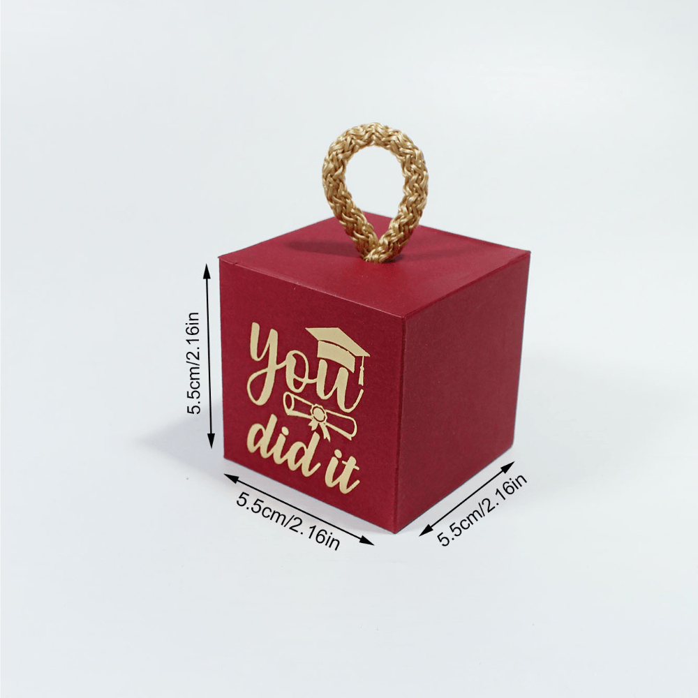 TEMU Set Of 5 Graduation Gift Boxes Featuring A Design That ''. Cube-shaped Candy Boxes Come With A Rope Handle, Perfect For Small Gifts And Treats.
