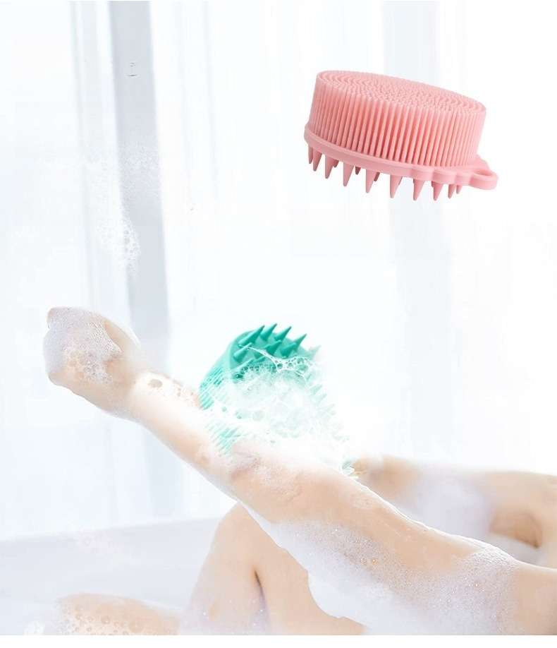 Cepillo de Baño de Silicona Más Vendido, Cepillo de Masaje para el Cuero Cabelludo para Exfoliación, Alivio de Picazón y Eliminación de Piel Muerta, Cepillo de Ducha Redondo Ergonómico con Colgador, Cepillo de Limpieza Exfoliante de Silicona Suave para el Cuerpo y el Cuero Cabelludo