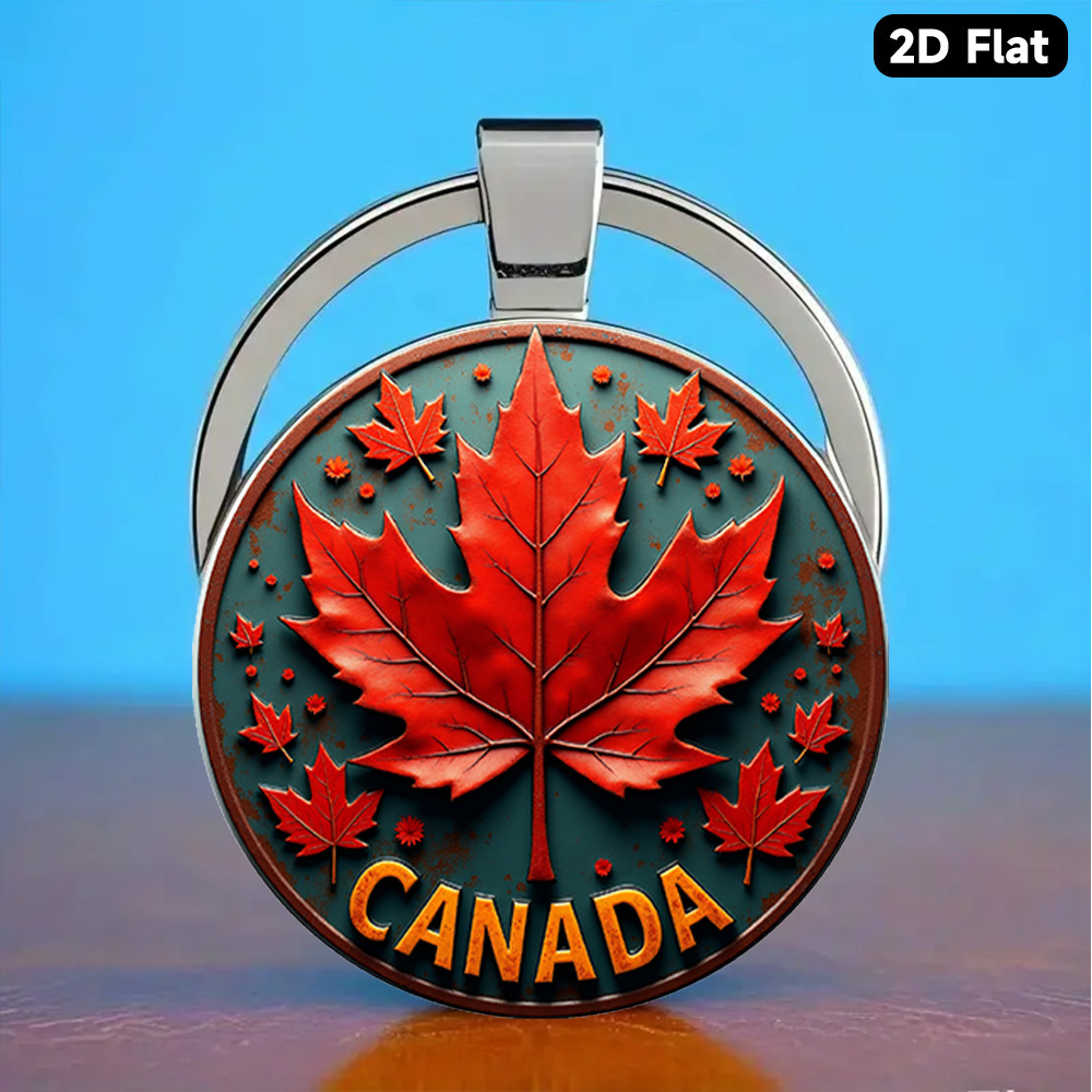 TEMU 1 Leaf Keychain - Vibrant Red And Green Leaf Design With "canada" Text, Made Of Durable Alloy Metal, Ideal For Backpacks, A For Christmas Gifts,