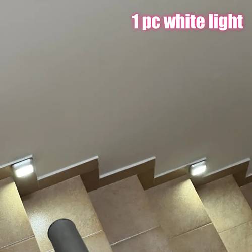 1pc wireless night light 6 led motion sensor staircase wall lamp for under cabinet hallway stairs closet kitchen indoor use for christmas 36v electronic component included battery not included