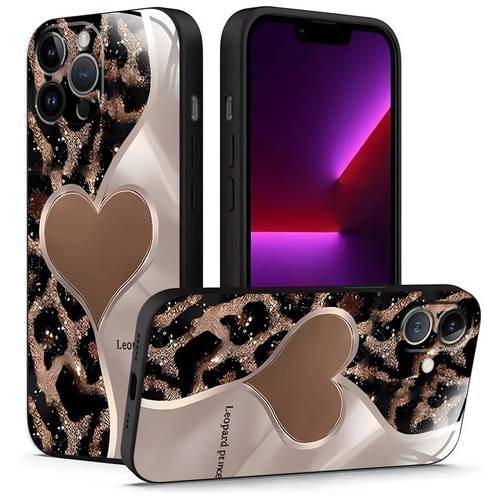 artikel foto hoesje: luipaardprint hartontwerp geschikt voor iphone xs x 14 16 pro max 16e 8 plus 17 air 11 se 13 xr 12 15 telefoonhoes