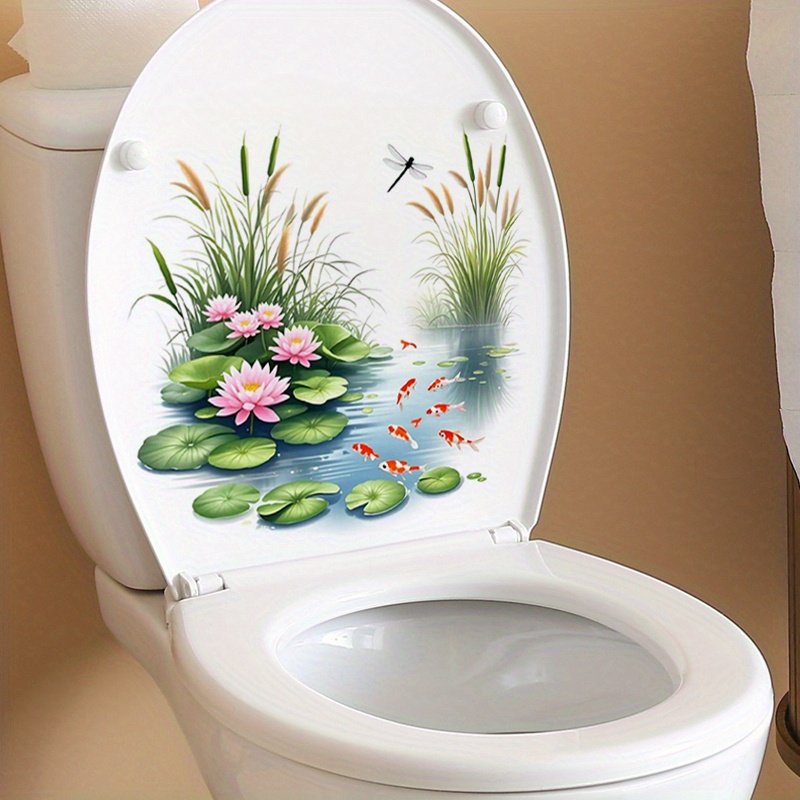 Décoration Toilette Attrape-rêves Cachpib Autocollants Pour Abattant De WC Motif Fleurs Sticker Pour Les Toilettes Stickers Abattant WC Deco Toilette Sticker Pvc étanche Facile à Coller