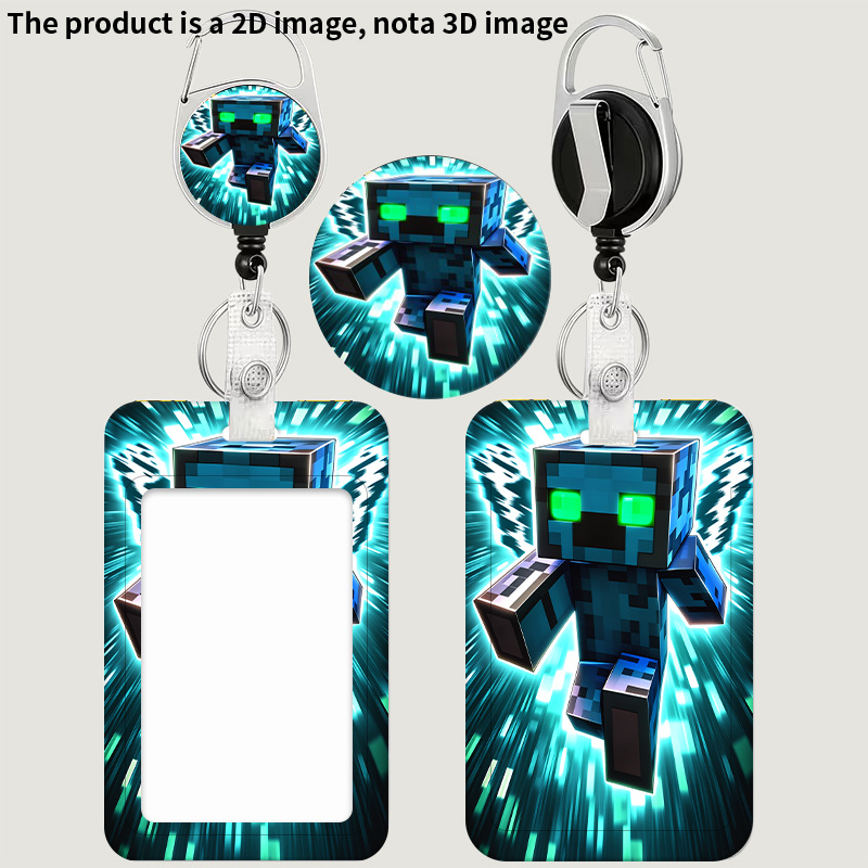 TEMU 2d Flat Holder Set With Pull-tab Retractable Lanyard And Keychain, Durable Plastic Card Holder. Suitable For Storing Id Cards, Including Transit