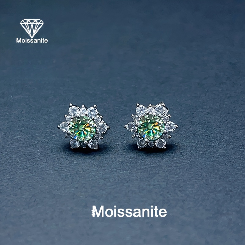 1 carat blue green moissanite snowflake earrings for women valentines day christmas halloween new year gift daily vacation party wedding bride light luxury versatile womens earrings jewelry weight 1 68g 0 059oz Product details 3