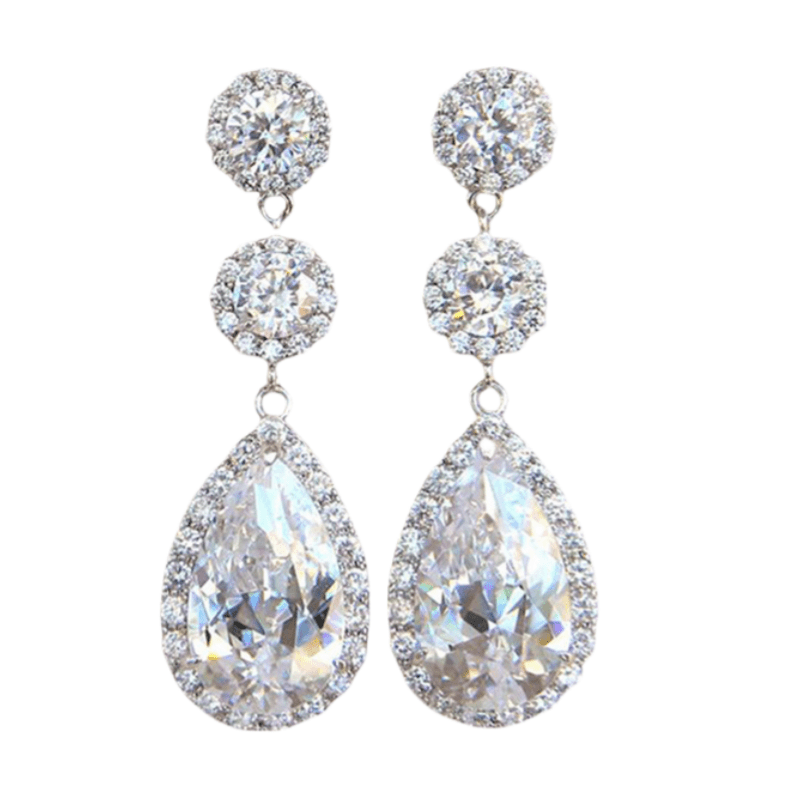 E-shop 1 Paar Damenmode Hängeohrringe Luxuriöse Strass Synthetische Zirkonia Hängeohrringe Damen Hochzeit Ohrringe Schmuck Valentinstagsgeschenk