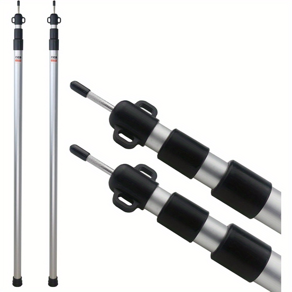 TEMU 2 Adjustable Tarpaulin Poles, Silver, Retractable Aluminum Poles, Portable Awning Poles