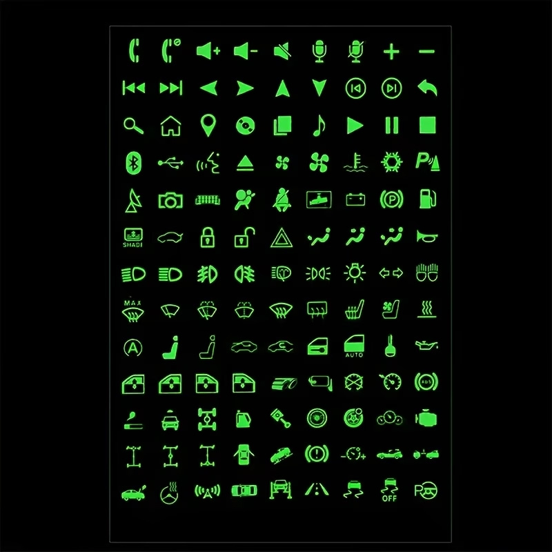 TEMU 117pcs Car Center Console Button Stickers, Car Decoration Switch Label Stickers, Luminous Stickers, Pet Waterproof And Wear-resistant Night
