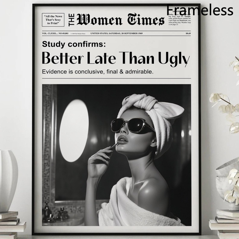 TEMU 2d Flat, 2d Flat, 1pc 2d Flat ' Than Ugly' Art Poster, Dorm Fashion, Frameless Canvas Print, Multiple Sizes , Suitable For Room Decor, Bedroom,