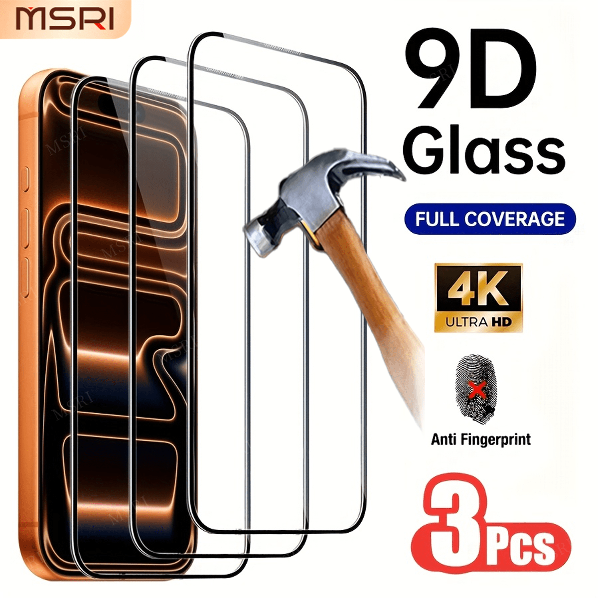 TEMU 3pcs Set, 9d Full Coverage Hd Screen Protector With -screen Printed Edge, Tempered Glass - Suitable For Iphone 18 Pro/18 Pro Max/18 Ultra/17 Pro