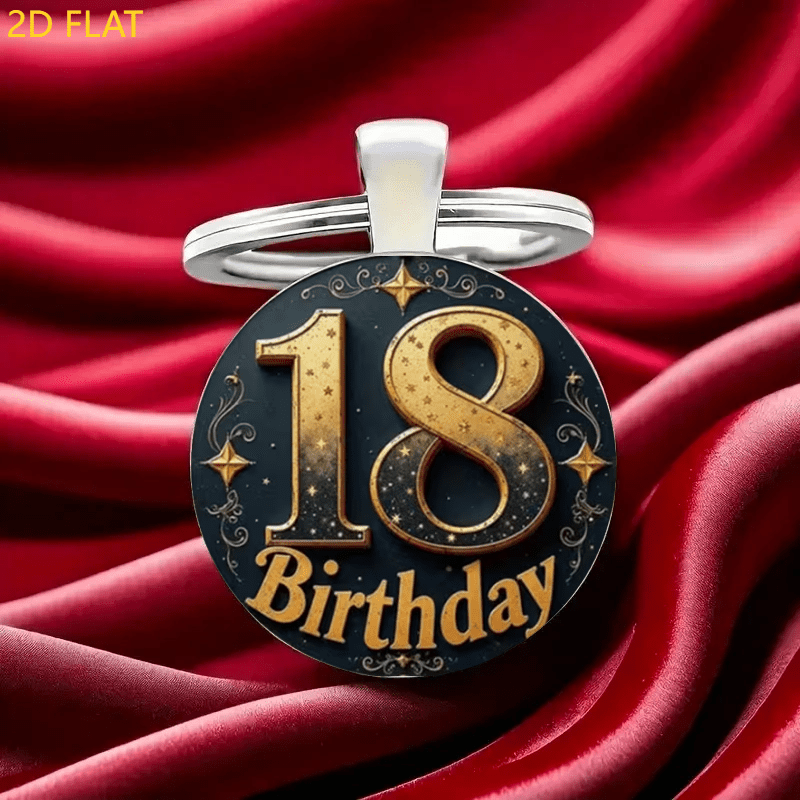 TEMU Portachiavi di compleanno Xingguang oro da 18 anni, portachiavi 2D in di , ricambi auto, regalo di Halloween, Natale, per genitori, e sorelle
