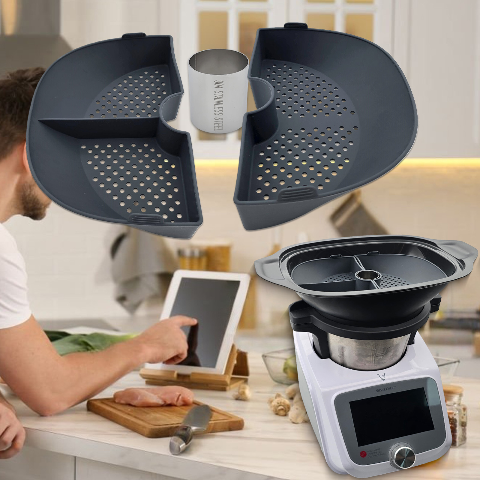 Silicone Steamer Basket Divider For Cuisine Smart/ Connect/ Trend, Kitchen Accessory For Multi-level Cooking Mixer Parts & Accessories