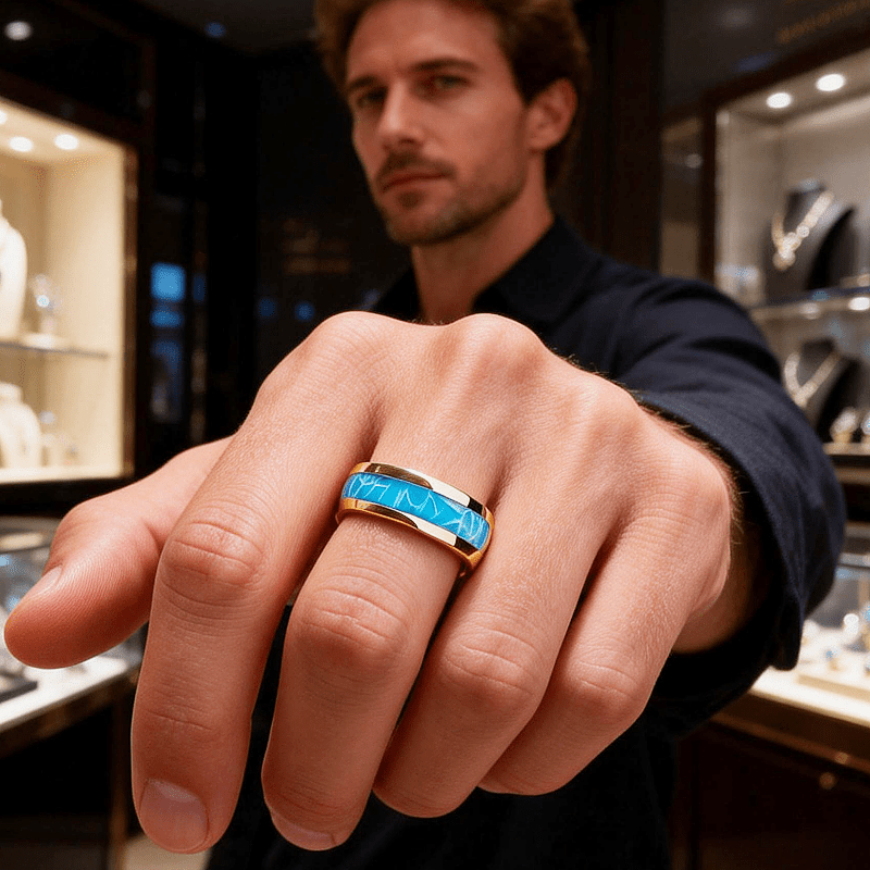 Stylish 8mm Tungsten Ring with Sea Wave Patterns
