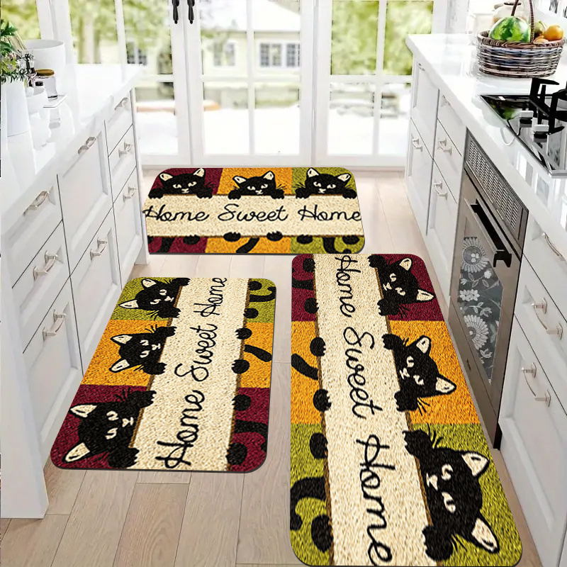 a   design featuring cartoon cats for a fatigue-reducing rug, suitable for  , living rooms, bedrooms, kitchens, and bathrooms with slip-resistant  . details 1