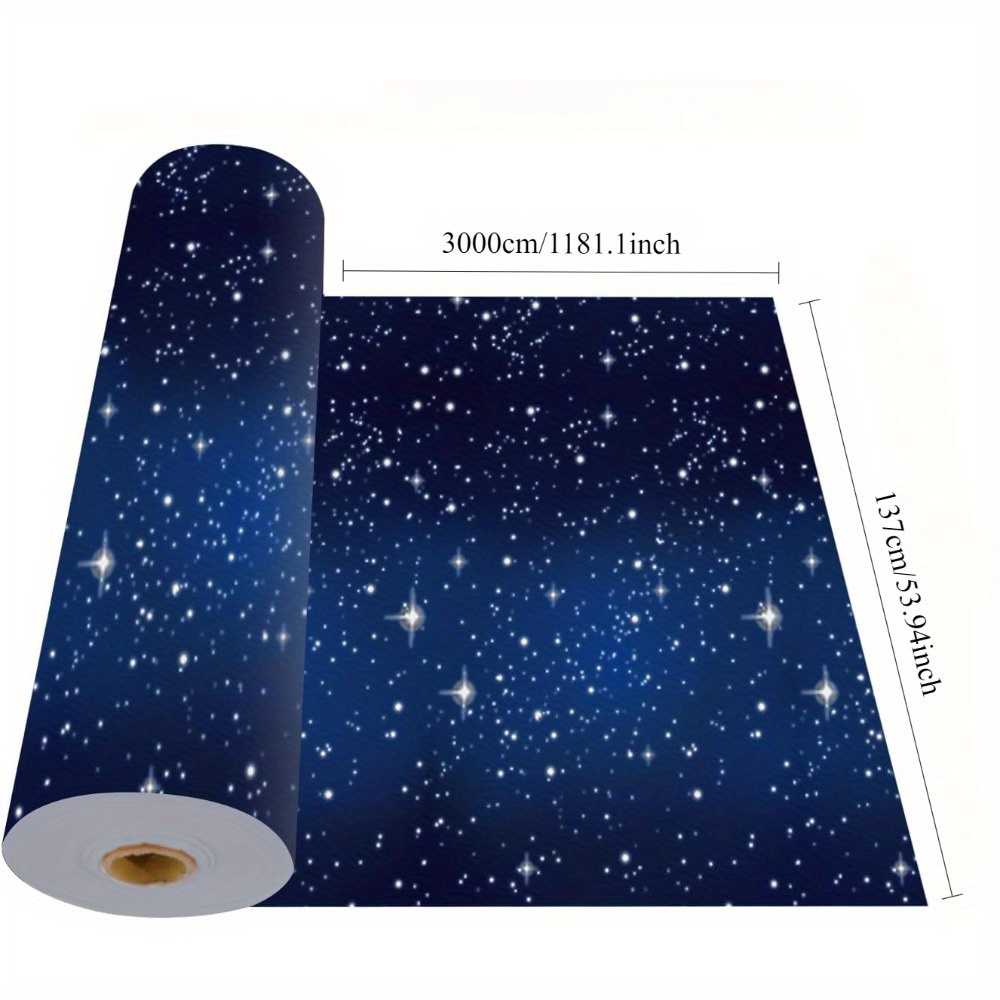 TEMU 1-roll Space Tablecloth Disposable Vinyl With Sliding Knife - Starry Table Cover Roll, Party Decorations Suitable For Space-themed Parties, Picnics, Events (54in X 100ft)