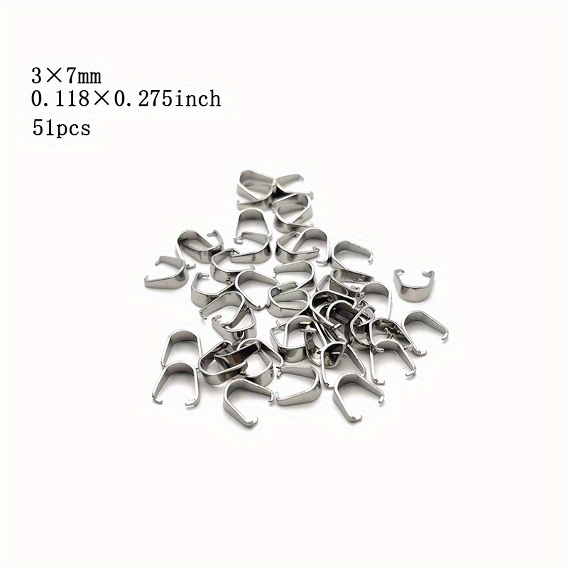 51pcs Stainless Steel Bail Clasps Pendant Pinch Clip Pendant Bracelet Necklace Earring Connector Bails