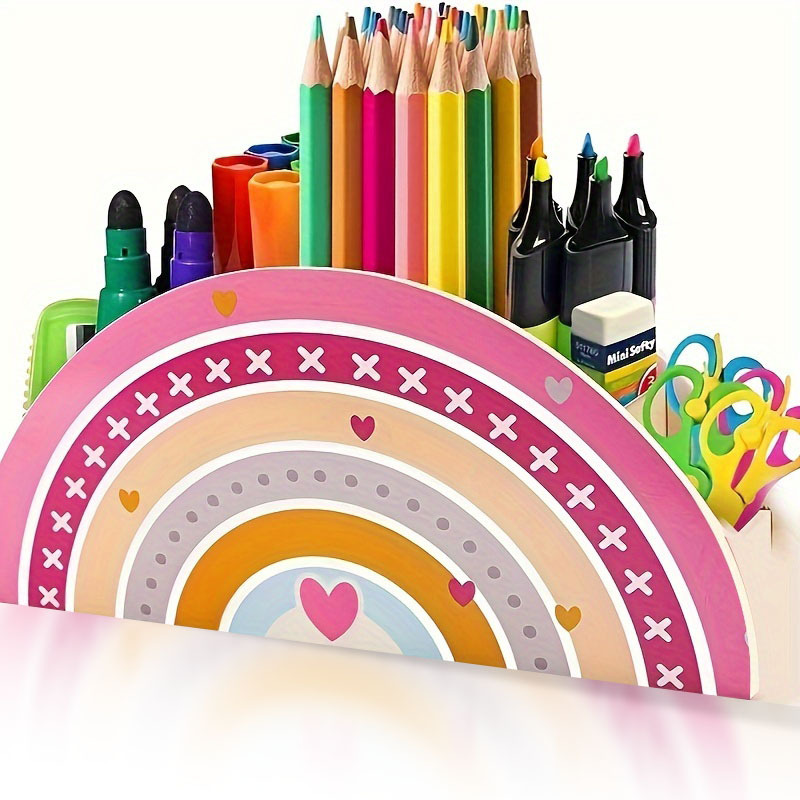 

Porte-crayons en bois , ornement de bureau, boîte de rangement de bureau, cadeau pour enseignant, décoration de bureau, multi-couleurs