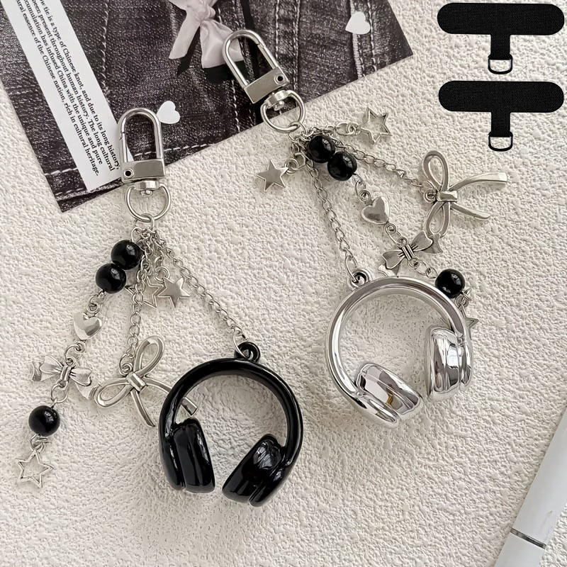 TEMU 2pcs Set/4pcs Set Fashionable, Trendy, Cute, And Creative 3d Earphone And Phone Charms, Phone Lanyards, Pendants, Keychains, Phone Straps, Bag