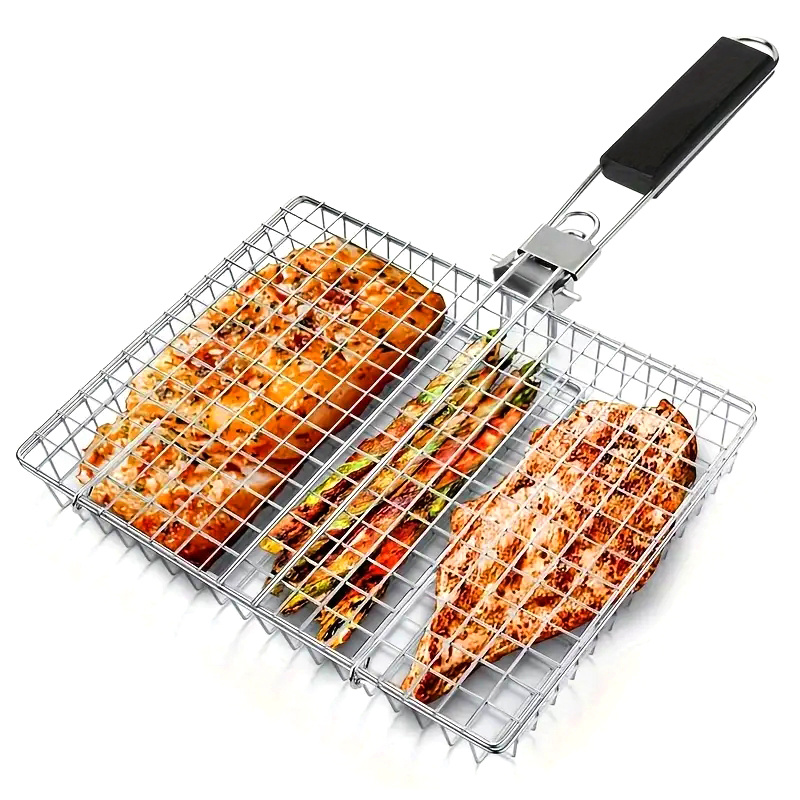 

1pc Carbon Steel Bbq Fish, Vegetable Bbq Tools, Outdoor Multifunctional Fish And Rack