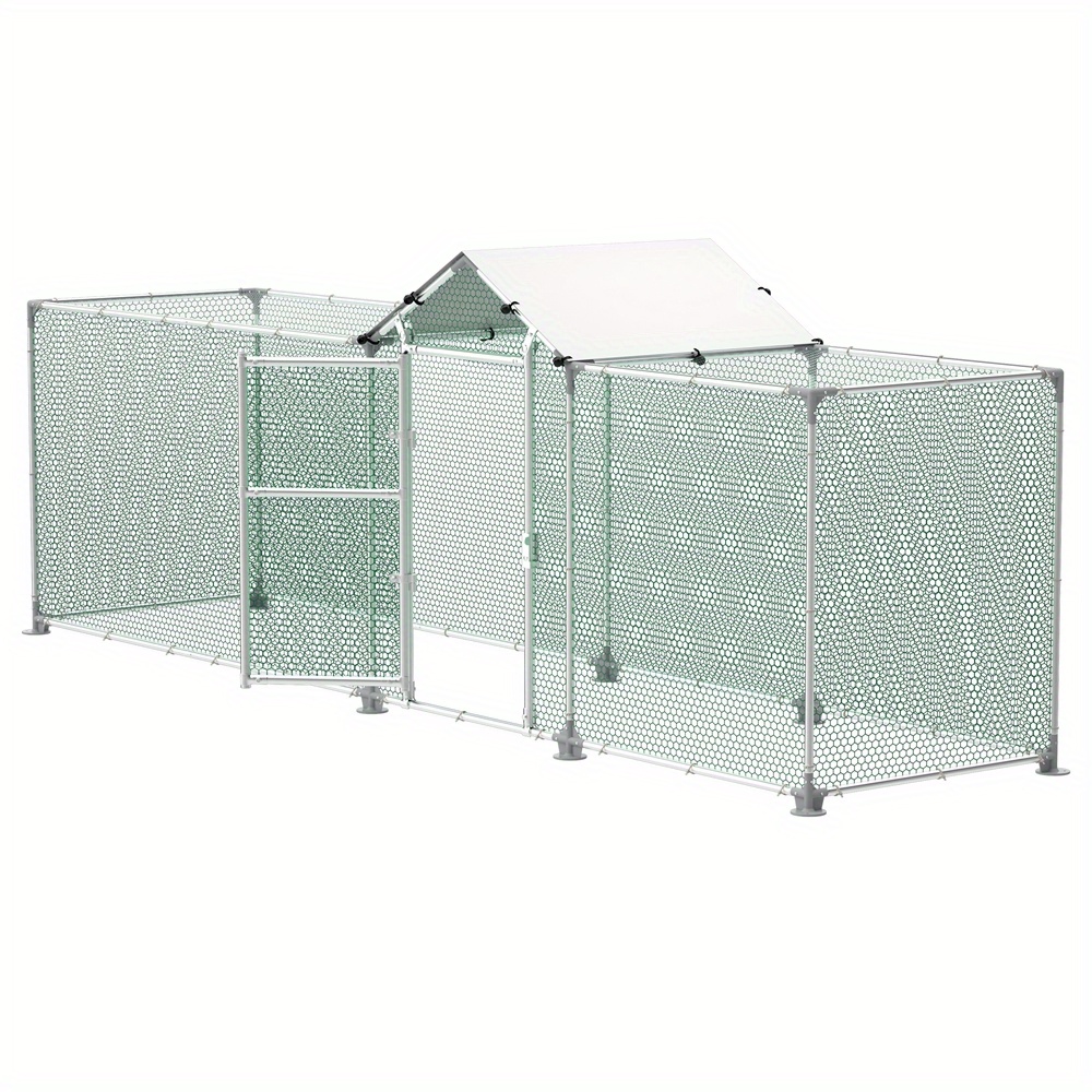 Outdoor Enclosure Chicken Coop, 4 X . 5m/ X 1. 5m, Chicken House Galvanised Poultry House Outdoor Enclosure With Lock For Chickens Small Animals