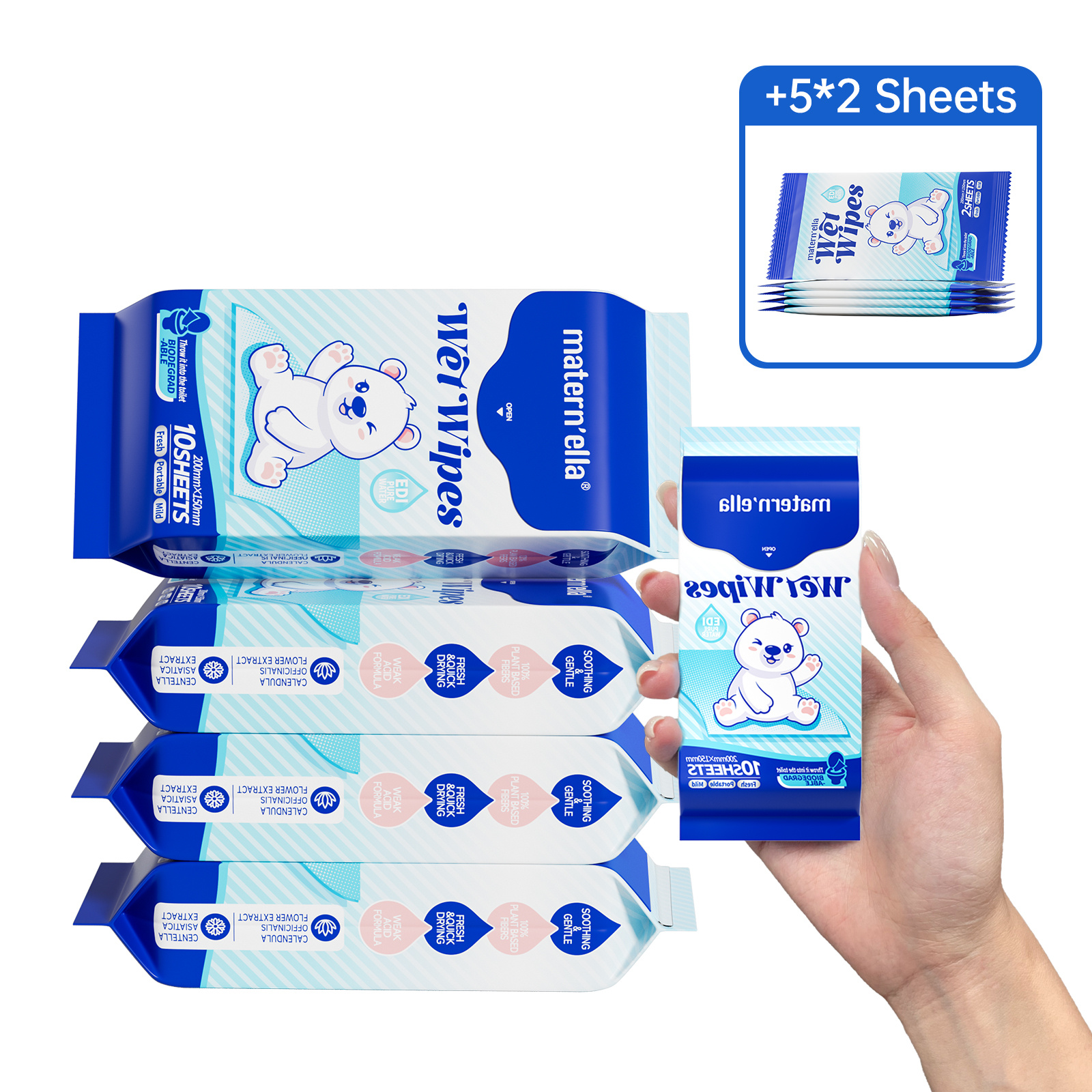 TEMU 3/5/6/8 Packs Extra Large Flushable Toilet Wipes With Probiotics And Centella Extract, 8 X 6 Inch Plant-based Wet Wipes For Adults, Gentle Daily