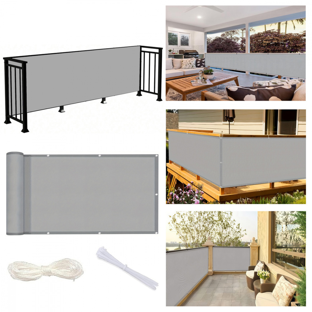 balcony privacy screen opaque fence cover apartment rail   protector temporary barrier shade cloth for balcony garden   sizes gray