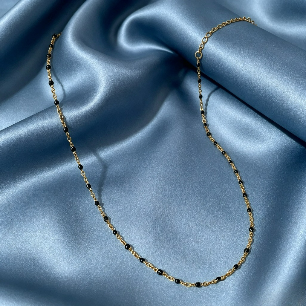 Women's 18K Golden Plated Drip Bead Necklace, Layered Design