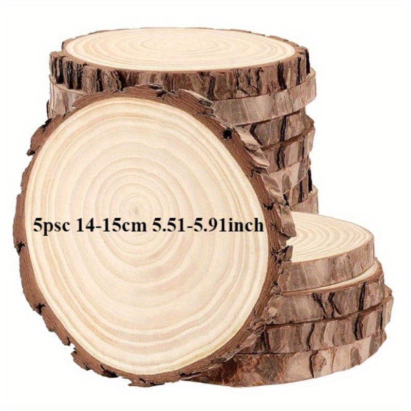 5/6/7/8/10pcs Natural Wood Slices With - Round Wood Discs For Diy Crafts, Wedding Decor, Home Decor - Rustic Home Decor, Seasonal Party Supplies, Versatile Craft Materials